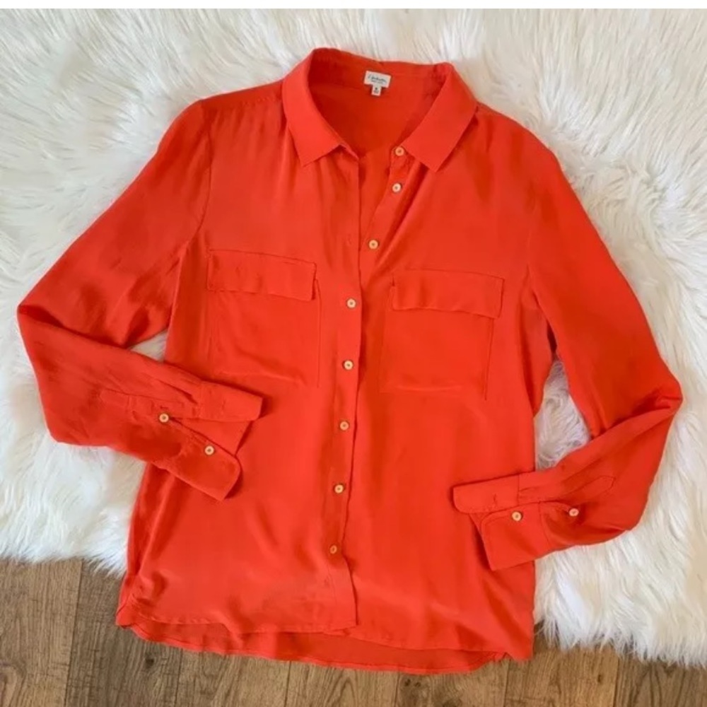 Aritzia T Babaton 100% Silk Coral Shirt Size M